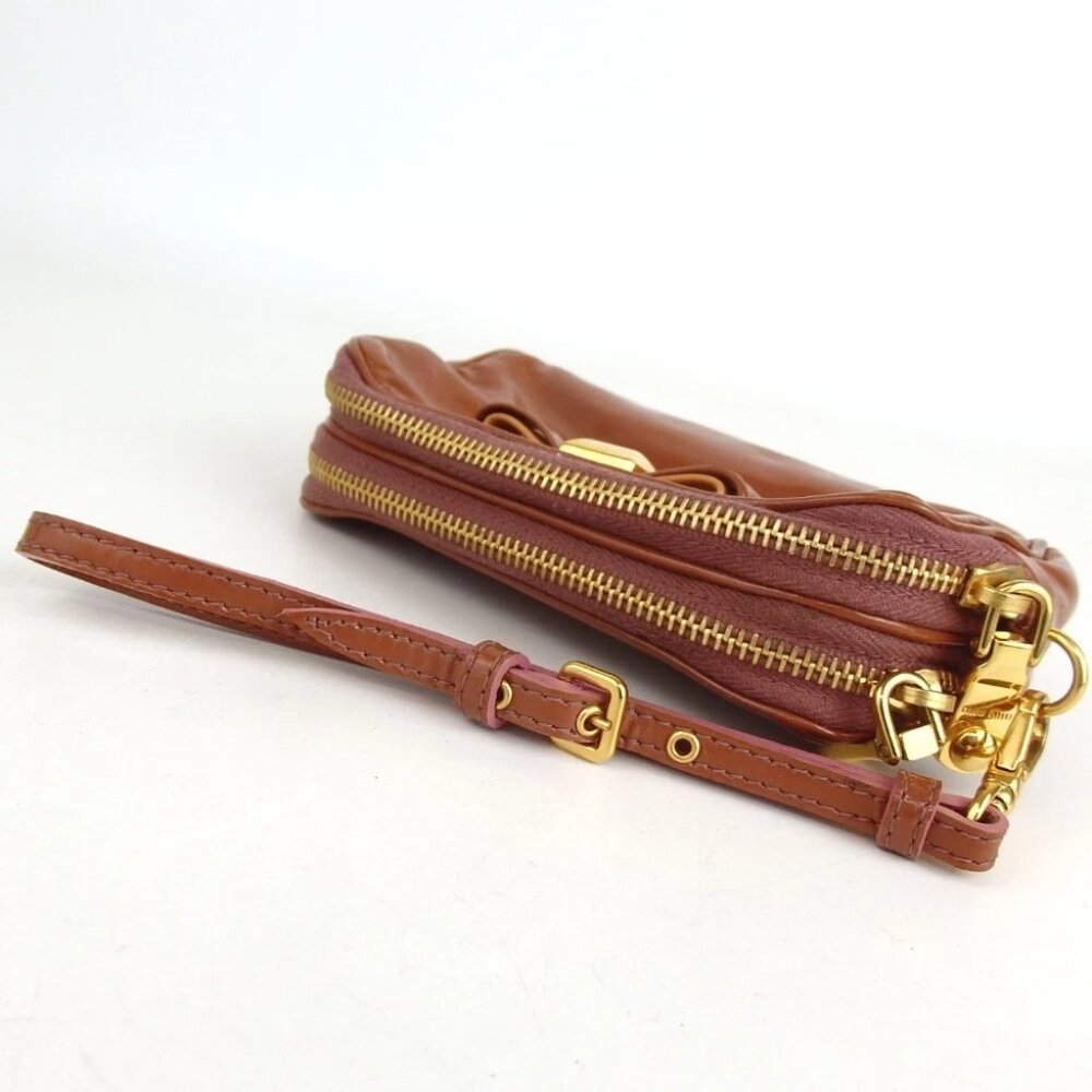 Authentic miu miu ribbon pouch with strap patent leather [Used] - Picture 6 of 10
